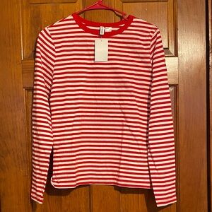 Divided H&M Red & White Striped Long Sleeve Tee